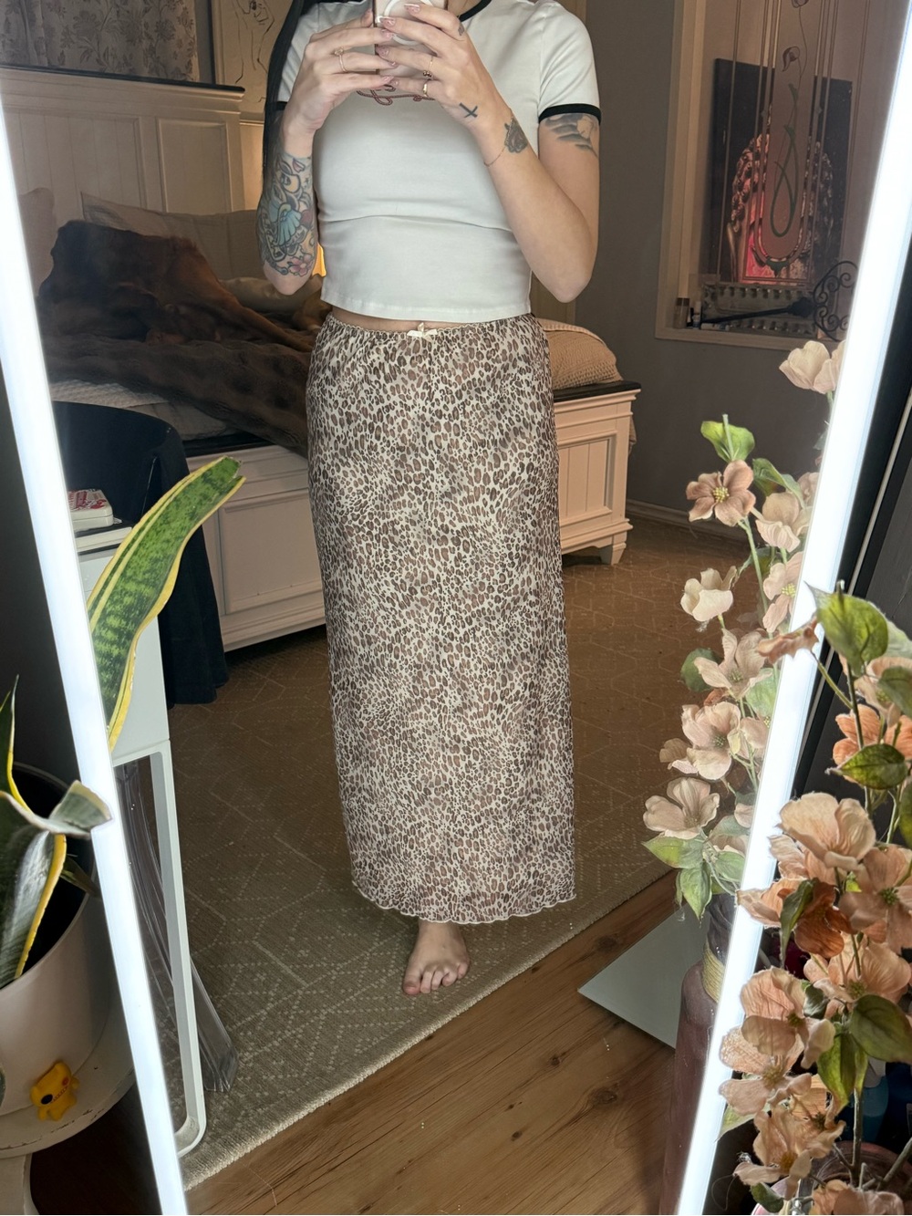 Leopard Print Maxi Skirt - Neutral Brown Animal Print